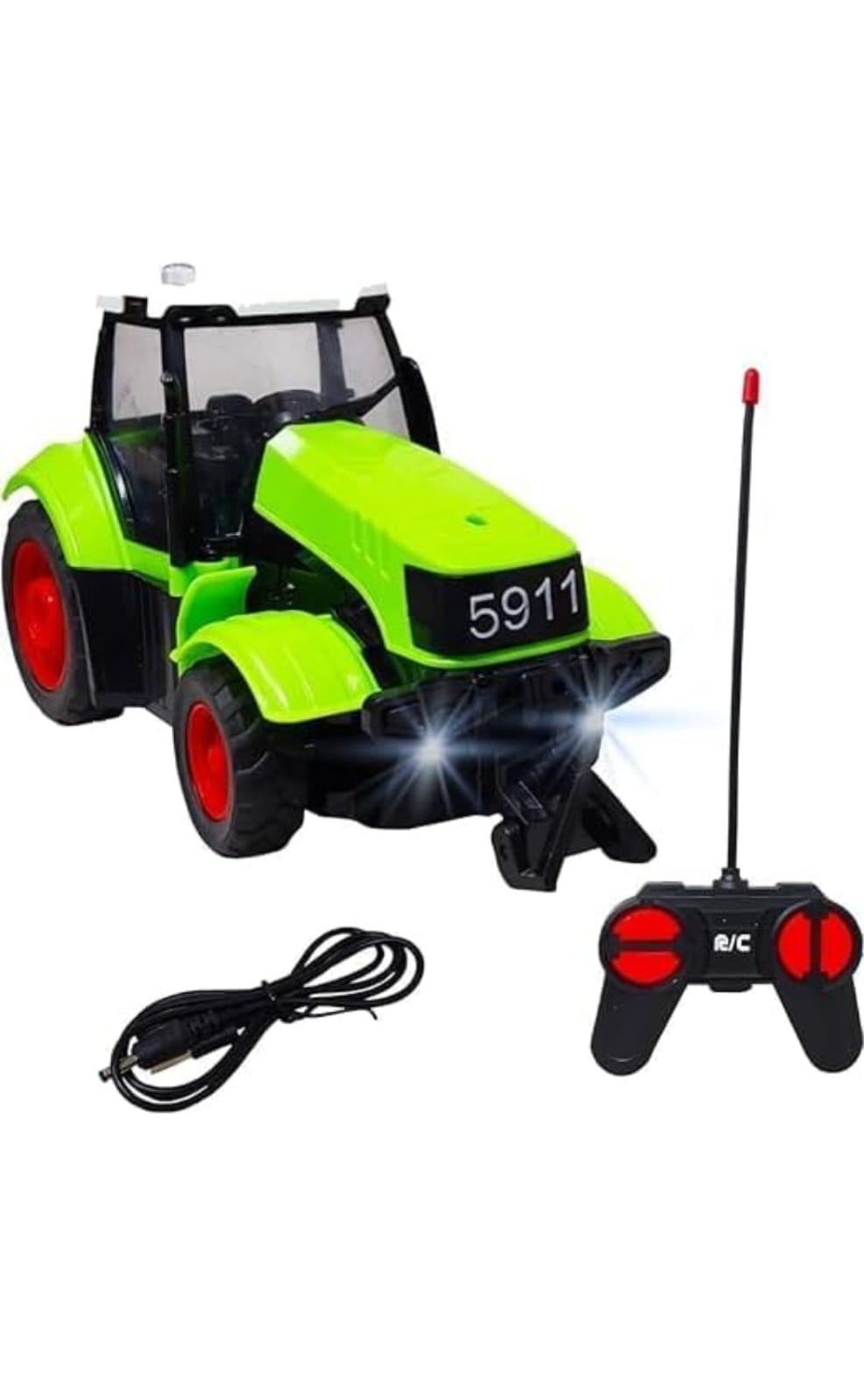 Remote Control Tractor for Kids Rc Tractor Toy Construction Farmer Truck with Remote Control Engineering Vehicle High Simulation Lights & Sound Rechargeable RC Toy for Red And Green  Boy & Girl Age 3+