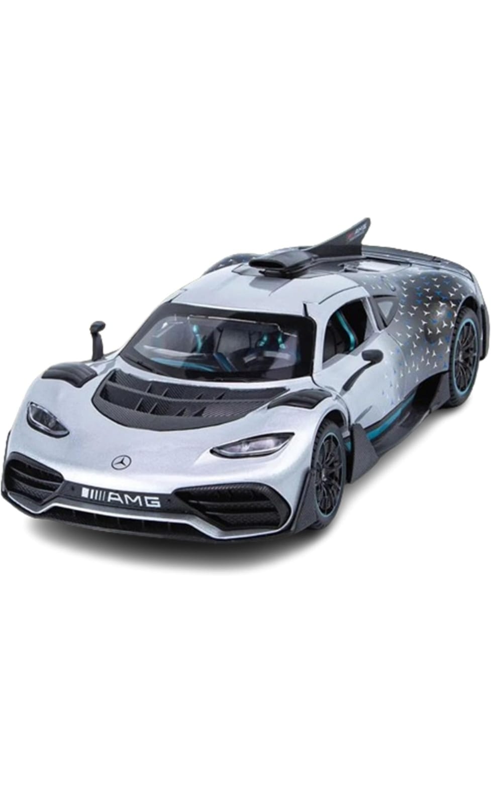 Play 1:24 M AMG ONE Model Car Diecast Metal Alloy Pullback Toy Vehicle with Oenable Doors Light and Music Toy Car for Kids Boys Boy And Girl (Orange And white colour)