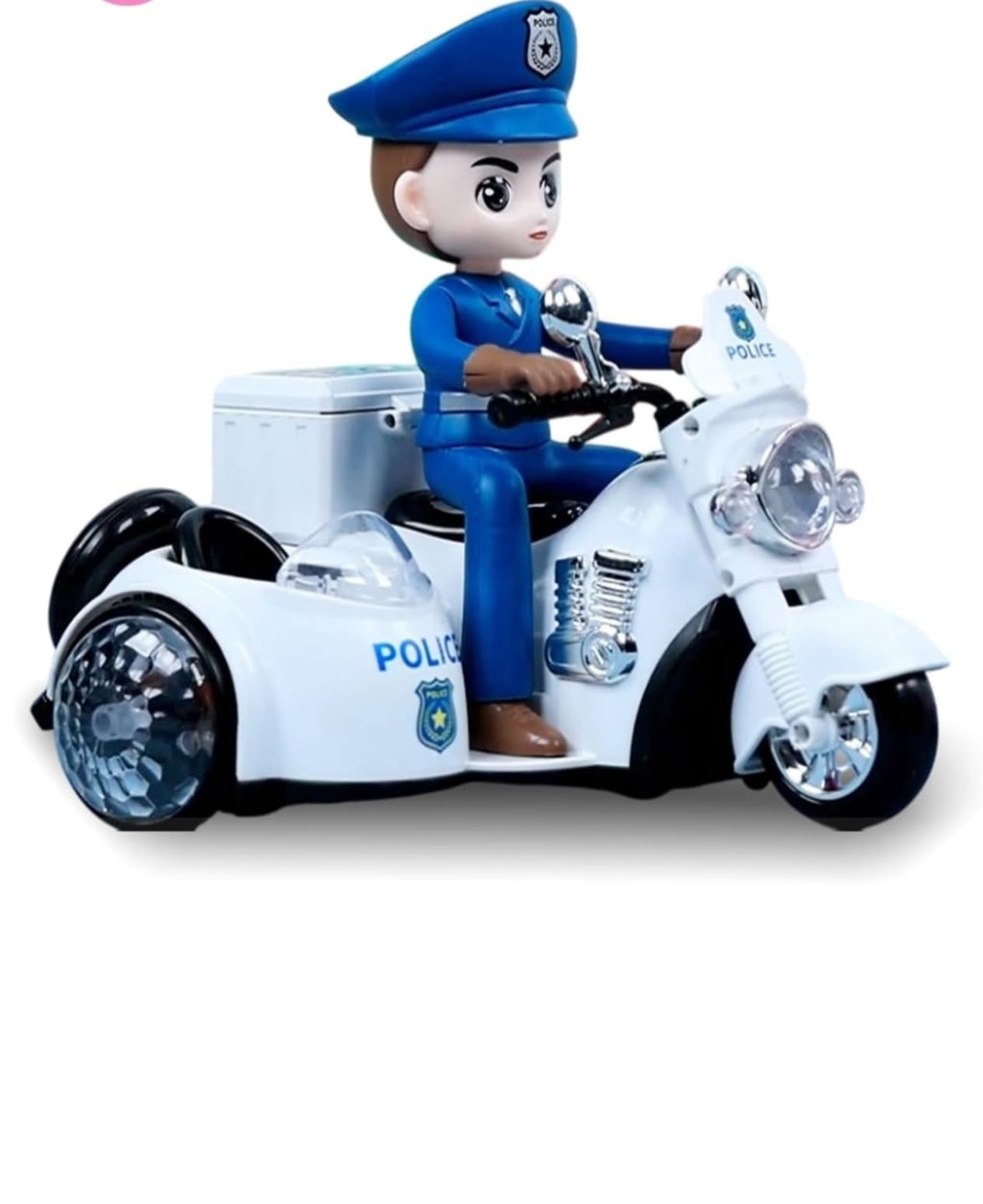 Police Motorbike Musical Toy for Kids with Detachable Policeman, 360° Rotating Stunt Spin Bike, Flashing Lights & Sound, Battery-Operated Vehicle for Boys & Girls ( 2+ Years)