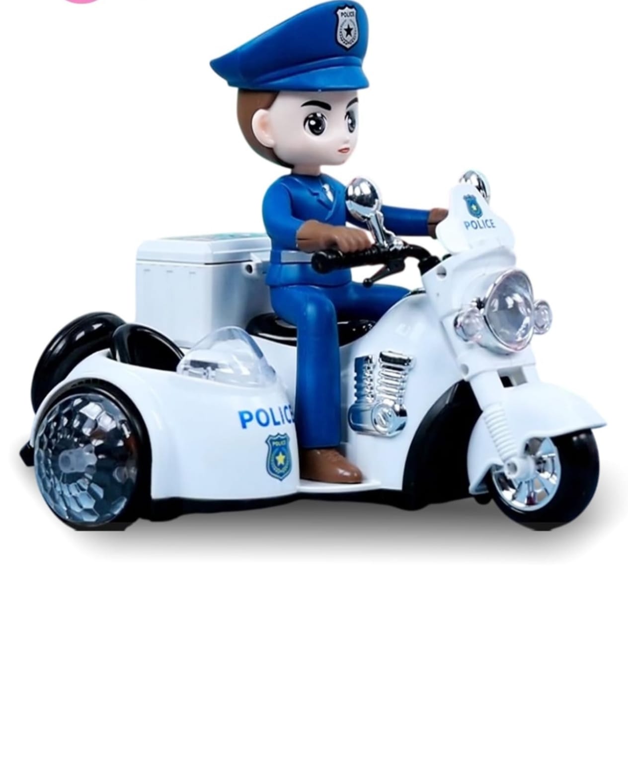 Police Motorbike Musical Toy for Kids with Detachable Policeman, 360° Rotating Stunt Spin Bike, Flashing Lights & Sound, Battery-Operated Vehicle for Boys & Girls ( 2+ Years)