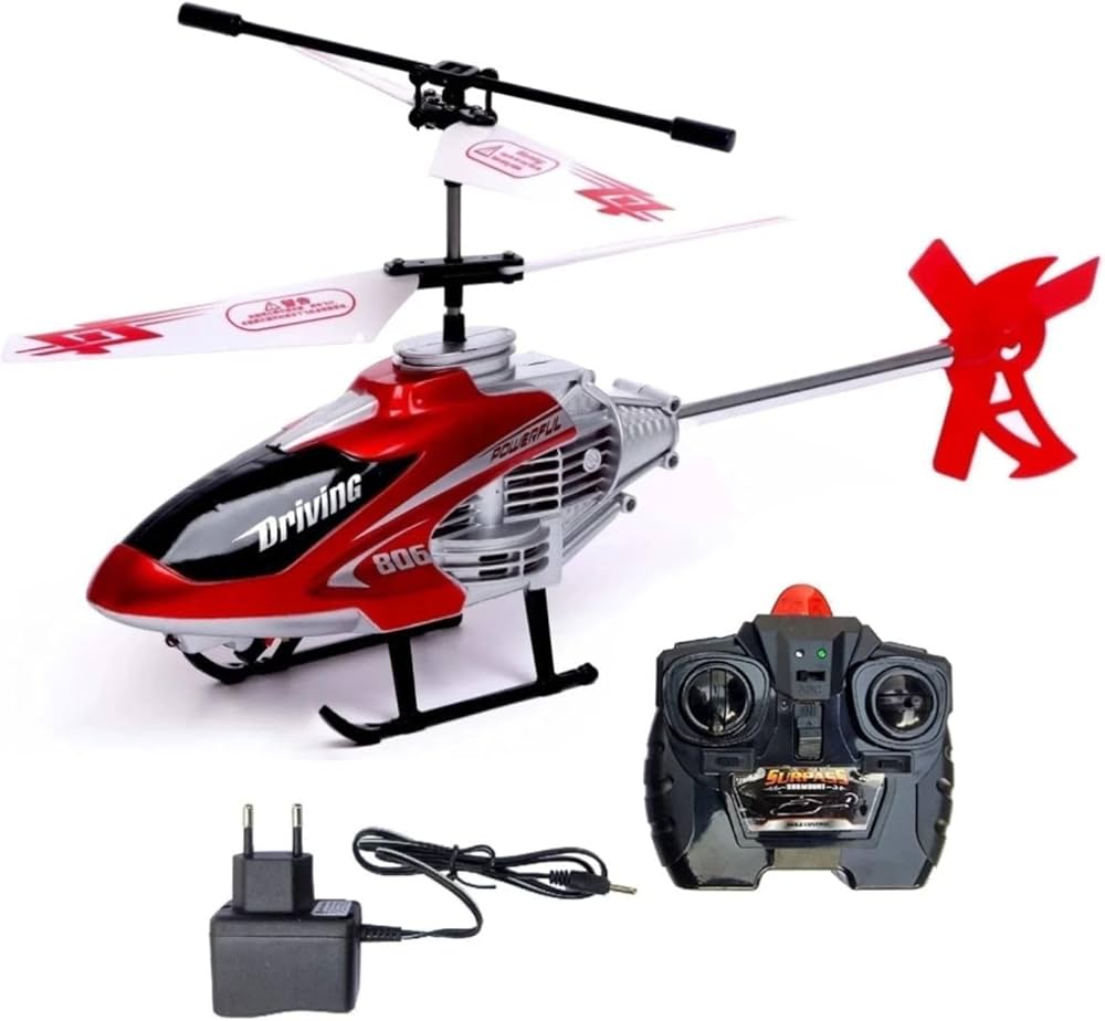 RERA Remote Control Velocity Flying Helicopter with Unbreakable Blades, Infrared Sensors & Light, 2D/2.5D Transmitter Chargeable Helicopter Toy  blue and red