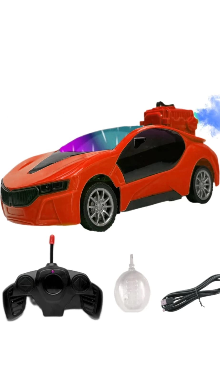 3D Famous RC Car – Remote Control Car with 3D Lightning Lights | High-Speed 2.4GHz Stunt Drift Car for Kids & Adults | LED Glow, Rechargeable (Blue) RED or BLUE