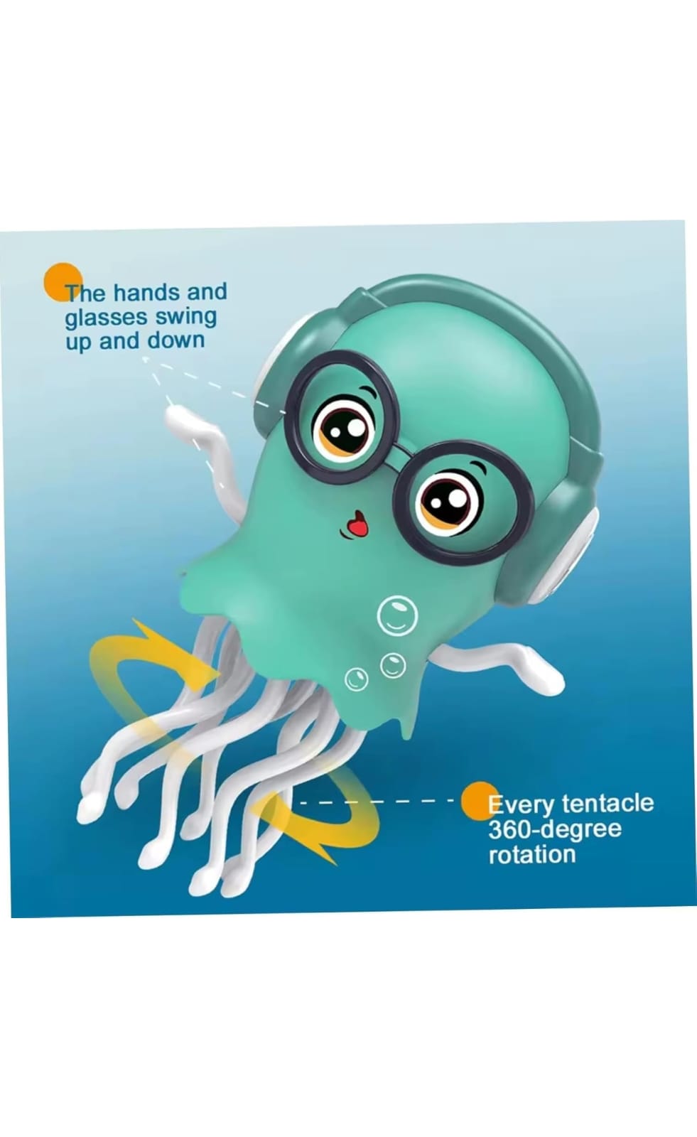 Dancing Jellyfish Toy Bump & Go Musical Light Toy with Headphones and Glasses, Battery Operated