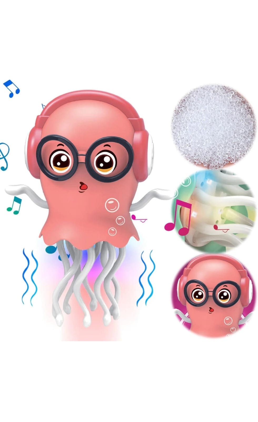 Dancing Jellyfish Toy Bump & Go Musical Light Toy with Headphones and Glasses, Battery Operated