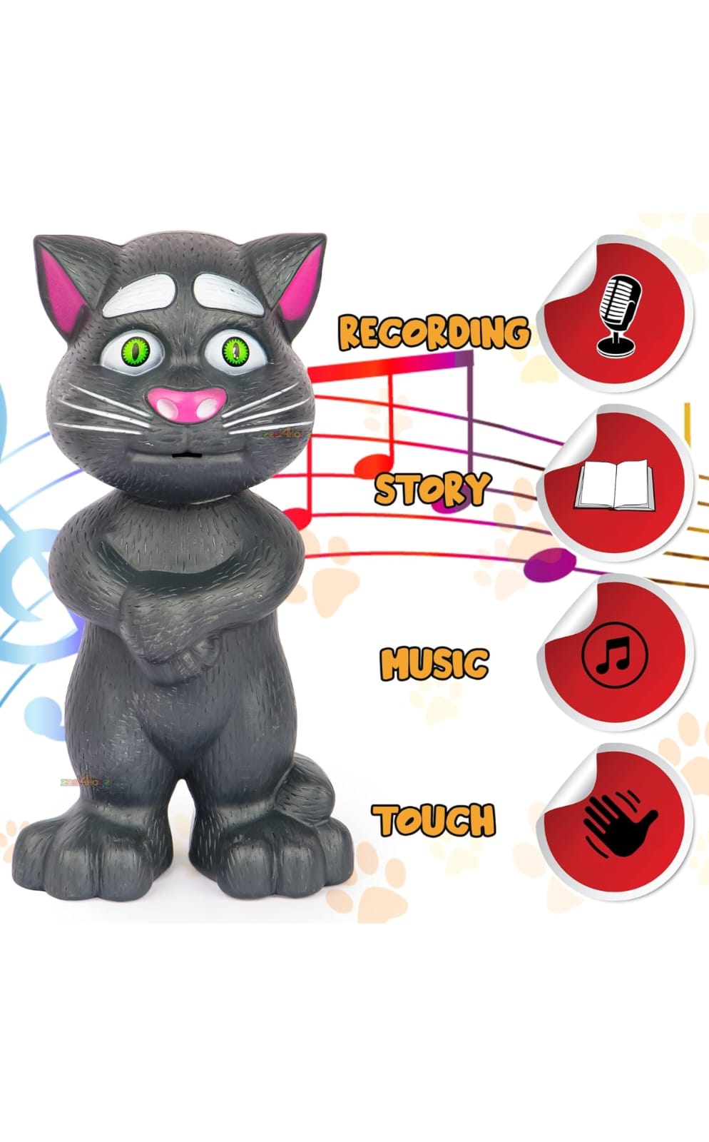 Talking Tom Cat Interactive Toy Figure, 20 cm Height, Grey  Colors