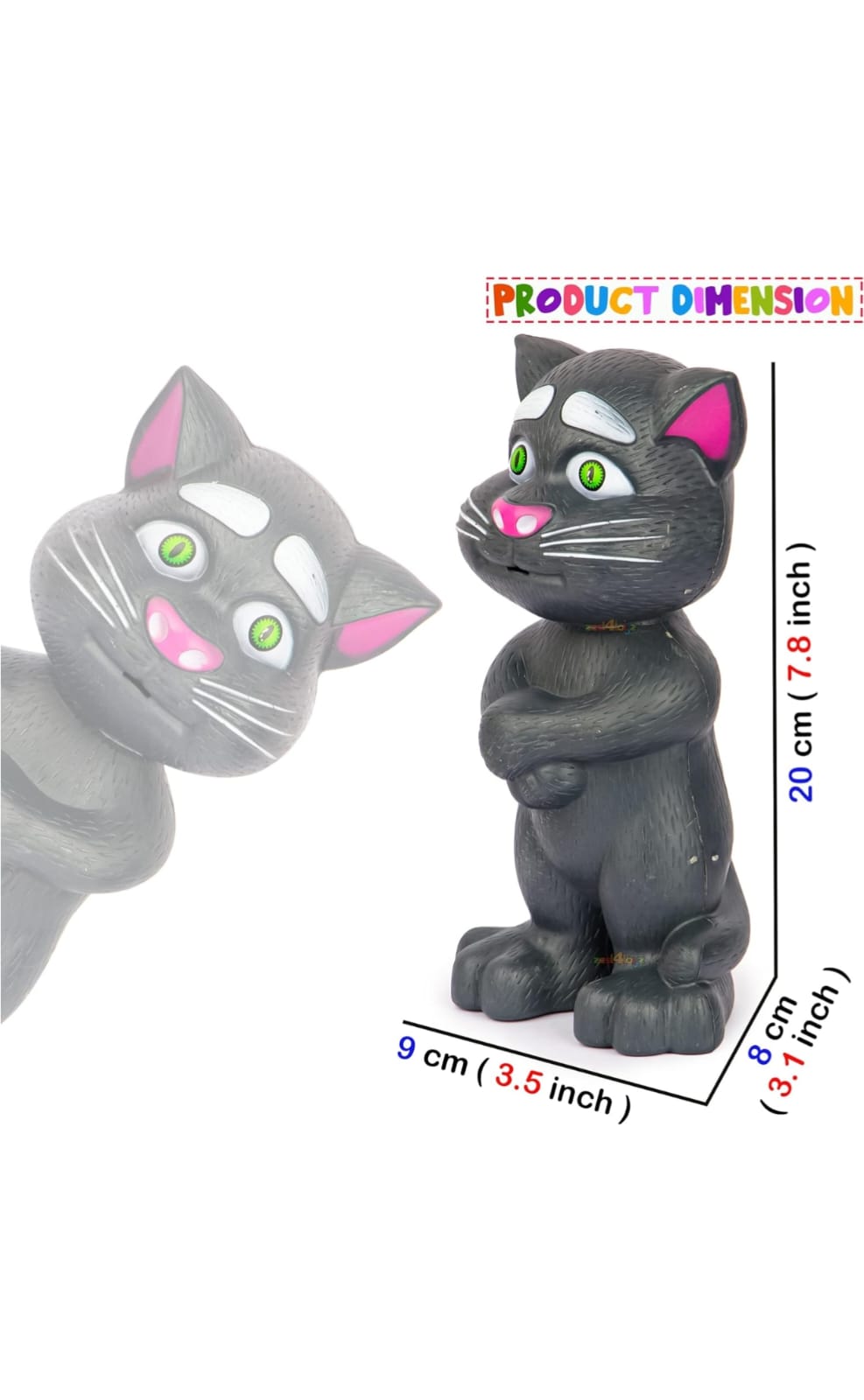 Talking Tom Cat Interactive Toy Figure, 20 cm Height, Grey  Colors