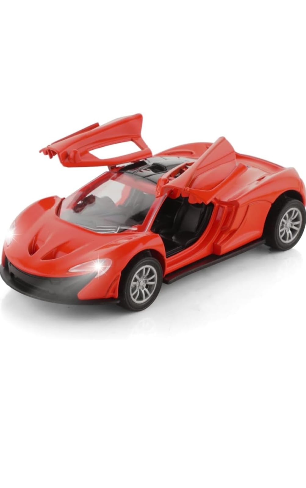 Premium Metal Die-Cast Sports Racer Car Realistic Sound Lights Doors Collectible RED or BLACK
