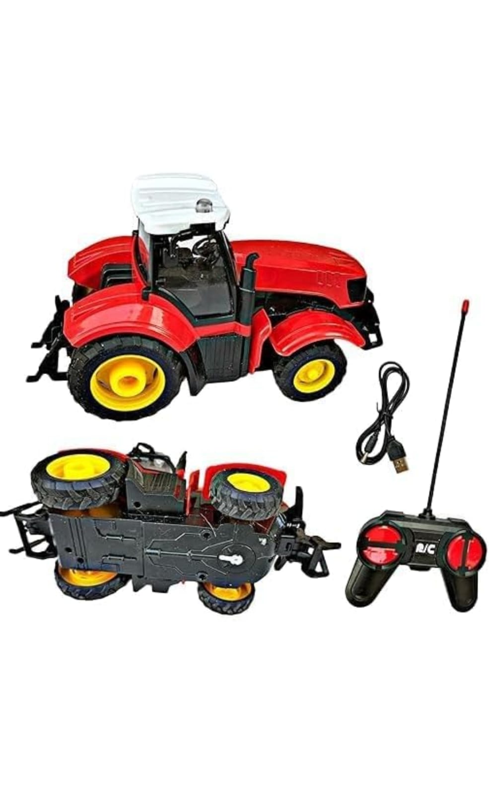 Remote Control Tractor for Kids Rc Tractor Toy Construction Farmer Truck with Remote Control Engineering Vehicle High Simulation Lights & Sound Rechargeable RC Toy for Red And Green  Boy & Girl Age 3+