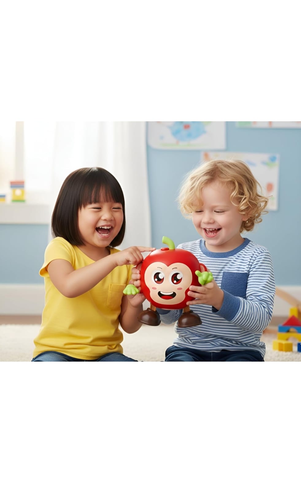 Kids Musical Dancing Apple Robot Toy with Lights & Sounds, Learning Toy for Toddlers Age 3 to 8 Years (Batteries Not Included) And Red Colour