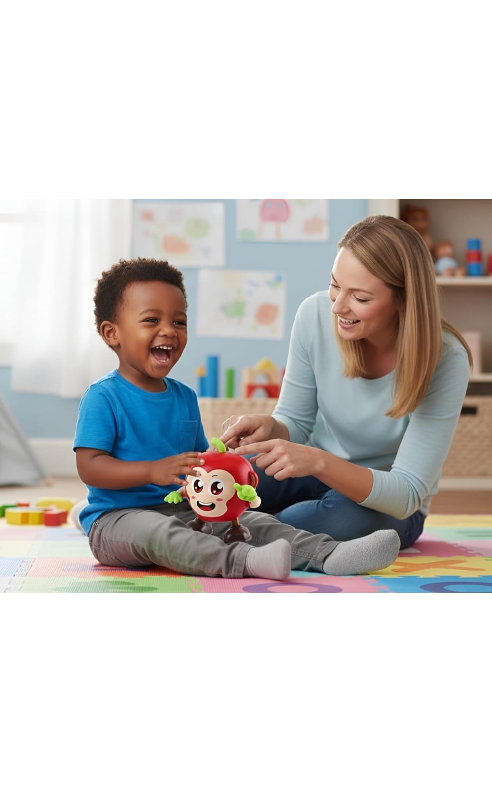 Kids Musical Dancing Apple Robot Toy with Lights & Sounds, Learning Toy for Toddlers Age 3 to 8 Years (Batteries Not Included) And Red Colour