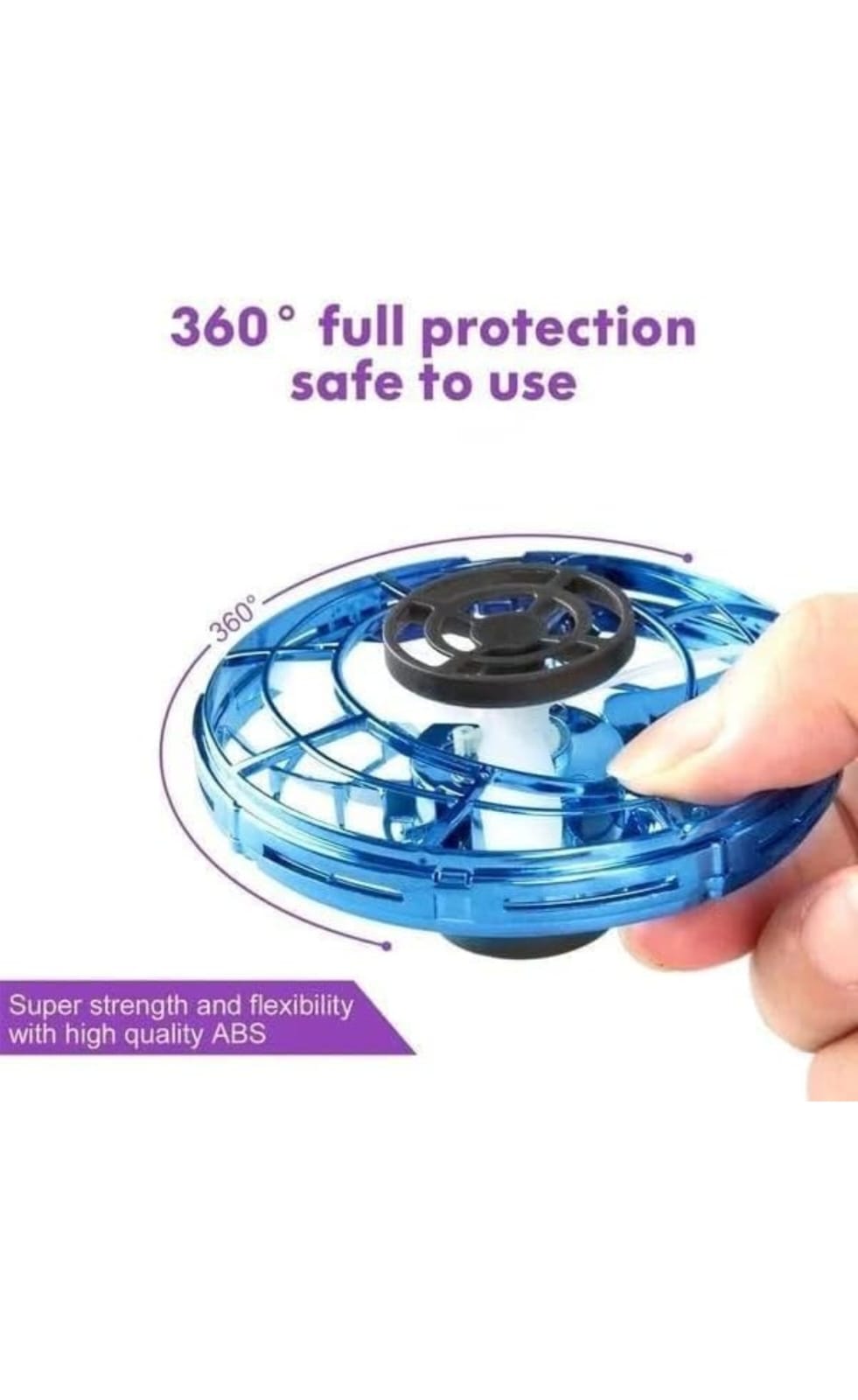 Hand-Controlled UFO Flying Spinner Toy – Rechargeable LED Hover Spinner for Kids & Adults, Cool Tricks & Outdoor Fun, for Ages 6+ (Blue